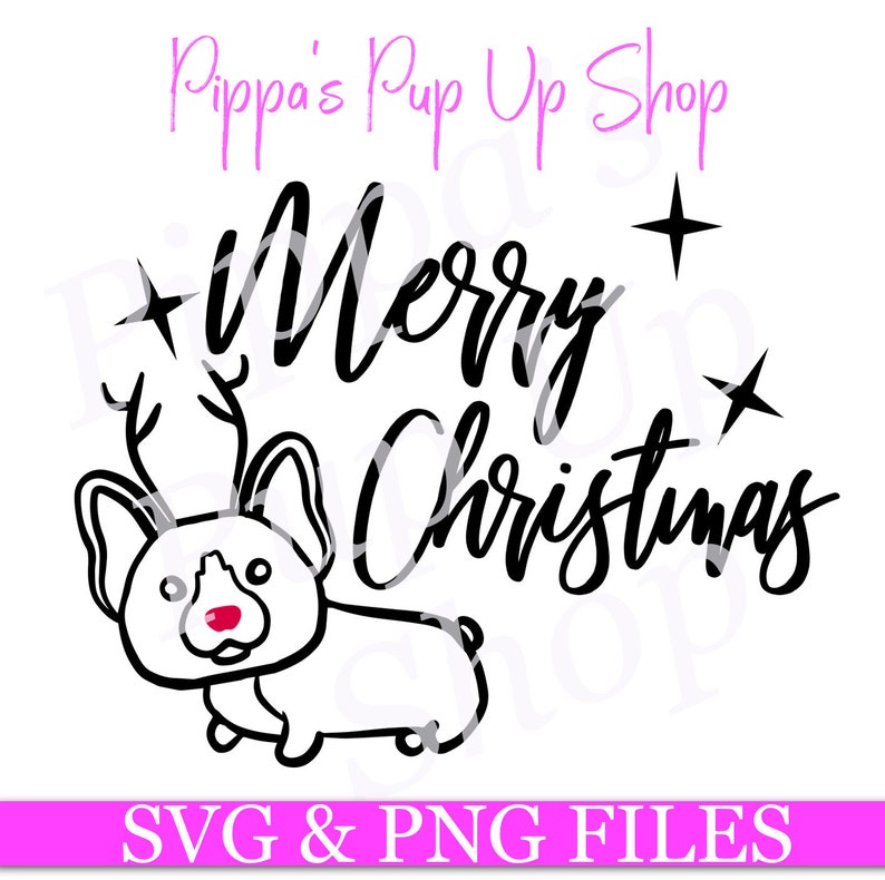 Christmas Corgi Hand Drawn SVG & PNG File Reindeer Dog | Etsy