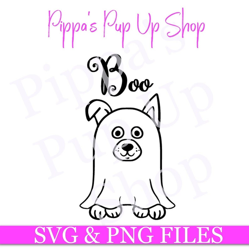 Ghost Dog Hand Drawn SVG &amp; PNG File - Etsy