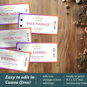 Coupon Book Template | Printable Gift Coupons | DIY Gift Vouchers | Canva Editable Template