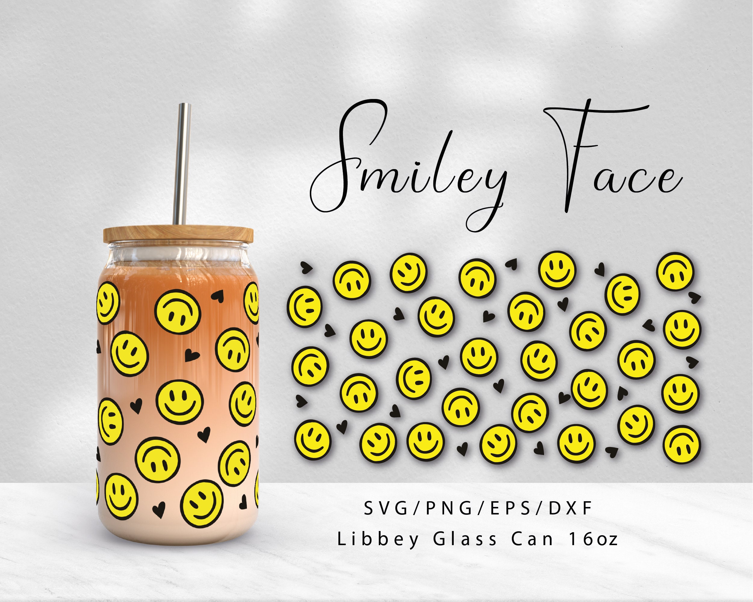 retro smiley face glass tumbler – Kathryn Grace Letters