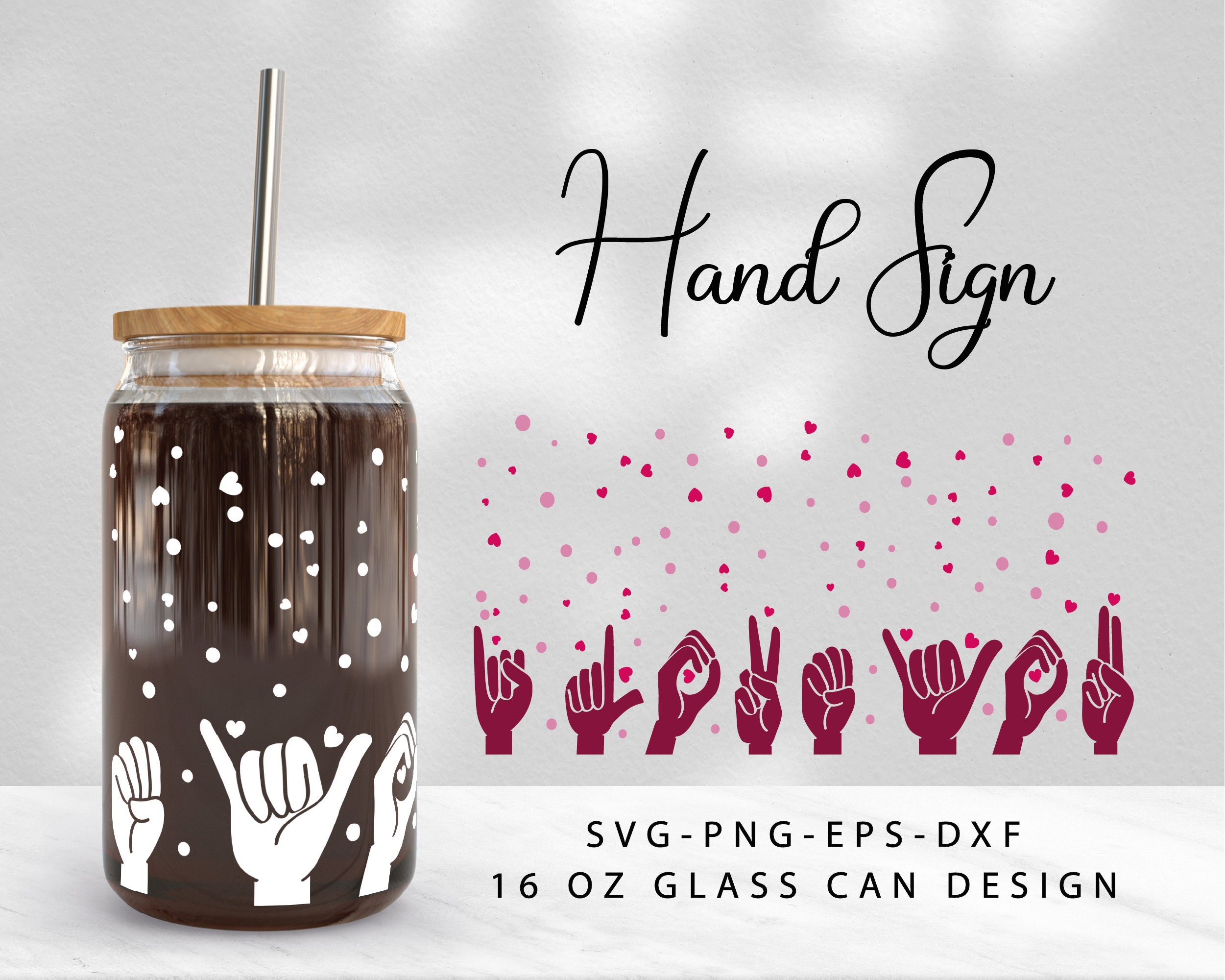 Sign Language I Love You Sign Language Libbey Glass Can Wrap Asl