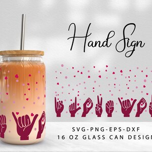 Sign Language I Love You Sign Language Libbey Glass Can Wrap Asl