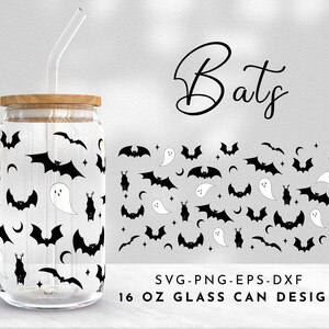 16 Oz Libbey Glass Can Wrap | Pliki nietoperzy dla Cricut i Silhouette Camo, Upiorne nietoperze Svg, Upiorne zwierzęta Clipart, Bat Png, Nietoperz Libbey Wrap