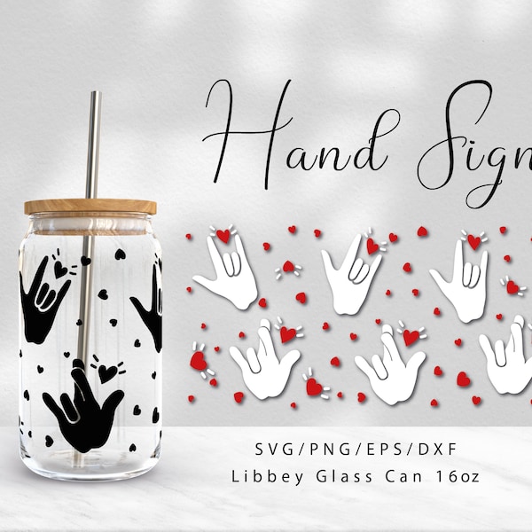 Asl Svg, Sign Language Libbey Glass Can Wrap, American Sign Language, Asl Alphabet American,sign Language Svg, Asl Svg Can Glasses