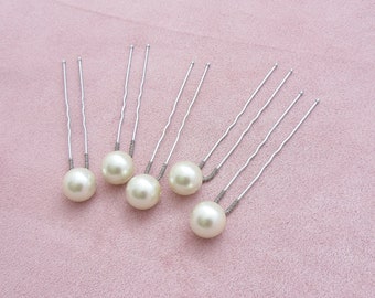 ivory pearl hair pins , bride hairpins , wedding hair pins , set of 5 hair pins , pearls haircomb , bride or bridesmaid hair accessories