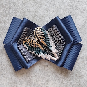 Angel Wings Woman Navy Blue Brooch Original Satin Brooch Elegant and Stylish Brooch Luxurious Brooch Jewelry Bow Tie For Woman image 1