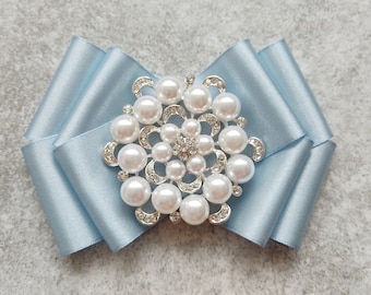 Blue Pearl Brooch | Woman Satin Brooch | Glamour French Brooch | Luxurious Brooch | Jewelry Bow Tie For Woman | Jewelry Brooch | Pearls