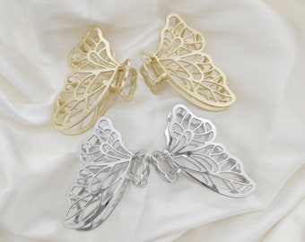 Metal Hair Claw Butterfly | Luxurious Gold & Silver Hair Claw | Women Metal Alloy Hair Clips | Elegant and Stylish Barrette | Women Gift