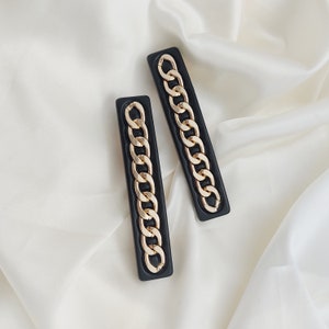 Luxurious Chain Black and Gold Barrette Women Metal Alloy Hair Clip Elegant and Stylish Barrette Women Gift Hair Clips imagen 3