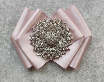 Powder Pink Flower Brooch | Women Satin Brooch | Elegant and Stylish Brooch | Luxurious Brooch | Jewelry Bow Tie For Woman | Jewelry Brooch