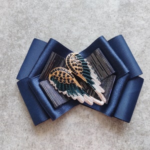 Angel Wings Woman Navy Blue Brooch Original Satin Brooch Elegant and Stylish Brooch Luxurious Brooch Jewelry Bow Tie For Woman image 4