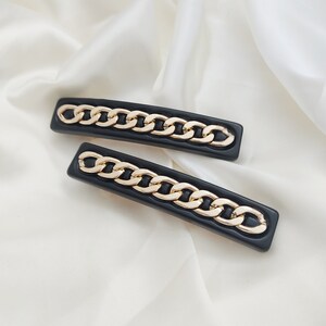 Luxurious Chain Black and Gold Barrette Women Metal Alloy Hair Clip Elegant and Stylish Barrette Women Gift Hair Clips imagen 1