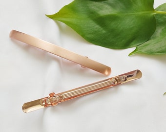 Large Rose Gold Minimalist Barrette | Women Metal Alloy Hair Clip | Elegant and Stylish Barrette | Gift | Vintage Hair Barrette