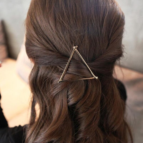 Graffetta triangolo oro e | tornanti geometrici in metallo | Tornanti eleganti ed | Fibbia per capelli lussuosa