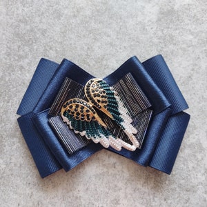 Angel Wings Woman Navy Blue Brooch Original Satin Brooch Elegant and Stylish Brooch Luxurious Brooch Jewelry Bow Tie For Woman image 8