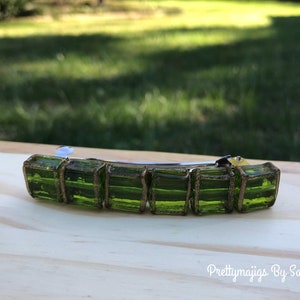 Green and gold hair barrette, green hair clip, green barrette, Christmas barrette, hair accessories, hair clip, barrette, hair barrette