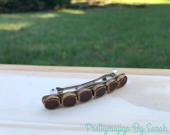 Mini red and gold hair barrette, red and gold barrette, red hair clip, gold hair clip, red hair accessory, barrette, hair barrette, red clip