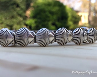 Seashell barrette, beach wedding, beach hair clip, beach bride, seashell hair clip, shell hair accessory, silver hair clip, hair barrette