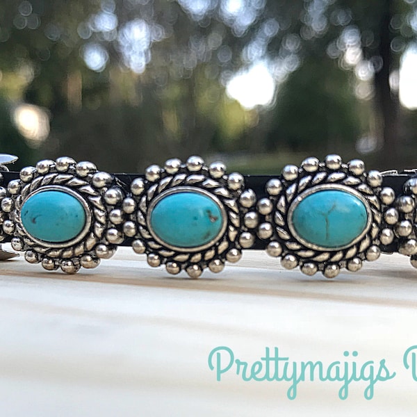 turquoise and silver hair barrette, Native American hair accessories, hair barrette, barrette, turquoise hair clip, silver hair clip, blue