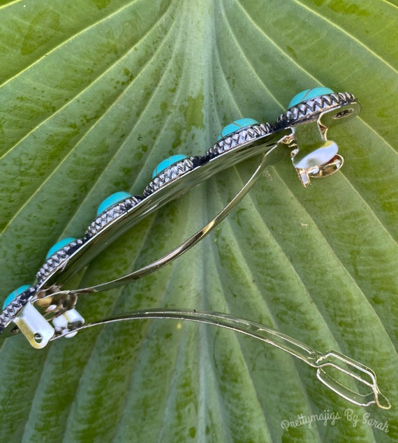 Buy Turquoise and Silver Hair Barrette, Native American Hair  display picture 1