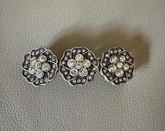 Vintage Rhinestone Floral Barrette: Kirks Folly Silver Tone  display picture 1