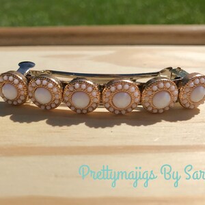 White and Gold Hair Barrette, White and Gold Hair Clip, Hair  display picture 2