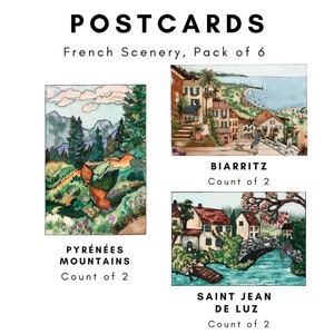 Lot de 6 cartes postales Design français