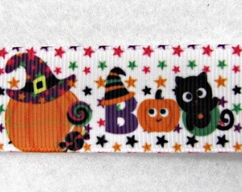 Dekoratives Halloween-Ripsband, Halloween BOO, 7/8 ", 3-Yard-Schnitt, Haarband, Home Decor, Halloween-Band