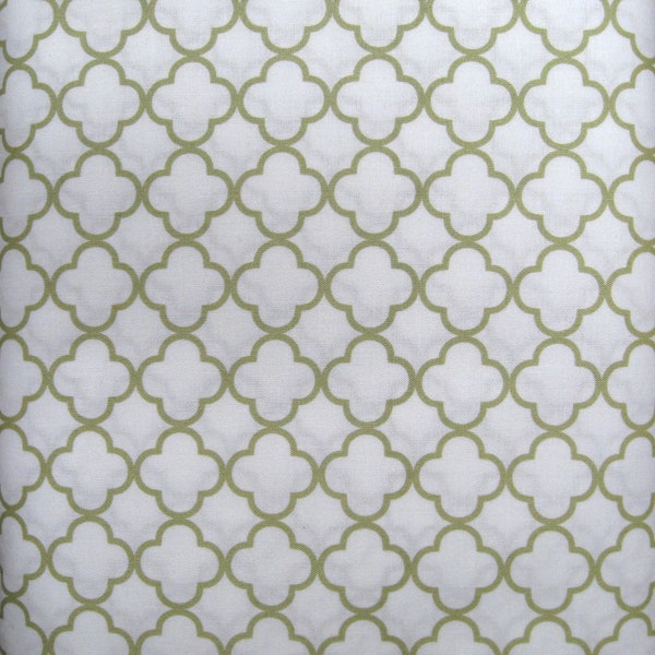 Green Lattice Quilting Fabric - White Background - Quilting Treasures - Sold by the Yard