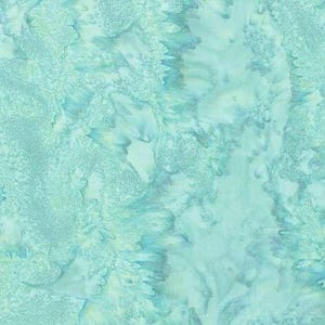 Aqua Blue Watercolor Batik Cotton Fabric by the HALF YARD - 1895 Bali Hoffman Print, Tonal - Sewing Quilting Supply, Cotton