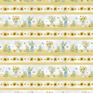 Zitronen Bordüre Baumwollstoff, Daisy Mason Jar Print, Quilting Sewing, 50 cm