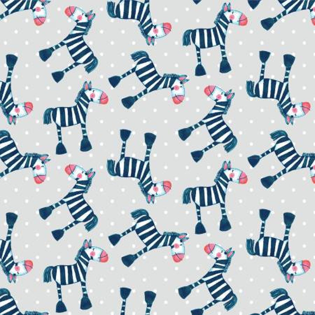 Grey Zebra Cotton Fabric, Silly Safari, Studio E, by the Yard Etsy