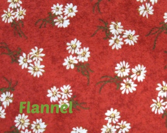 Red Floral Cotton flannel Fabric, Guildy, Troy, by the yard