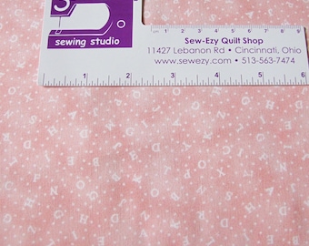 Baby Pink Tonal Cotton Fabric, Pink Lettering ,Quilting Treasures, by the yard