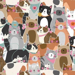 Cat Purrfect Partners Cotton Fabric, Wilmington Prints , by the half yard,Quilting ,Sewing , Home Decor, crafting ,Continuous Cuts,