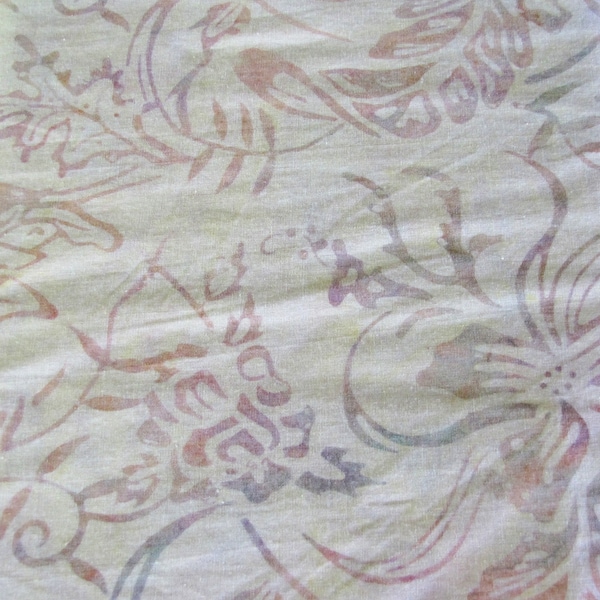 Cream Leaf Floral Cotton Batik , Anthology,  by the yard