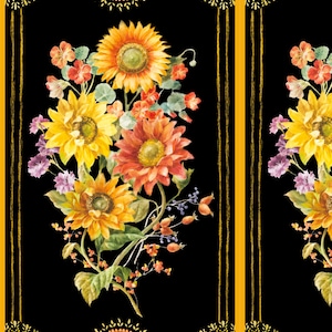 Sunflower Fabric Panel -Beautiful Floral Quilt Panel  by Wilmington Prints-Fall autumn decor
