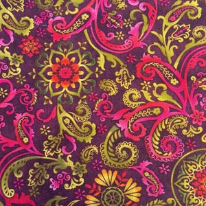 Purple Floral Cotton Fabric -Harvest Gathering By Henry Glass - by the HALF YARD -Continuous Cuts, Home Decor ,Quilting , sewing,