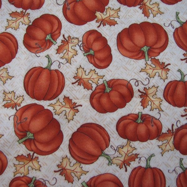 End of Bolt- Great Harvest, Pumpkin cotton print, Debbie Mumm , Cut 23" x 44"