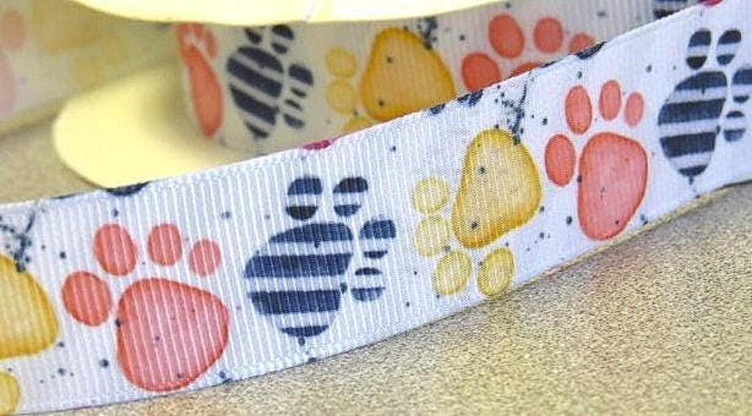Dogpatch Ribbon Dog Paw Grosgrain Ribbon 7/8