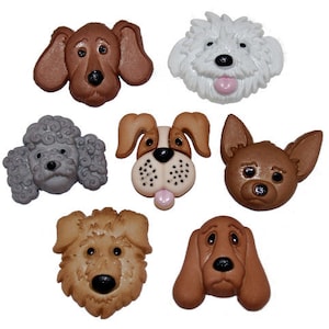 Fuzzy Faces Dog Button Pack, Dress it up,TP-4825, Junk Journal, scrap booking, embellishment , 3-d