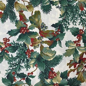 Holly Cotton Fabric, Winterberry , Moda, by the HALF YARD-Continuous Cuts, Home Decor ,Quilting , sewing