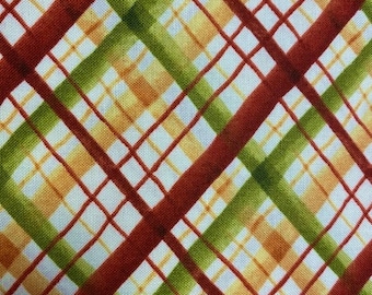 Plaid Leaf of Autumn Fabric , Fall , Kanvas ,by the yard