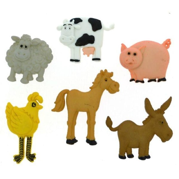 Funny Farm Button Pack,  Dress it up, Junk journal- Sewing- Scrap booking