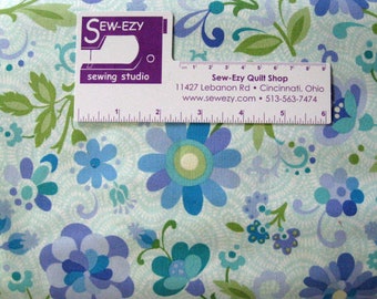 Blue floral Fabric , Benartex , by the yard