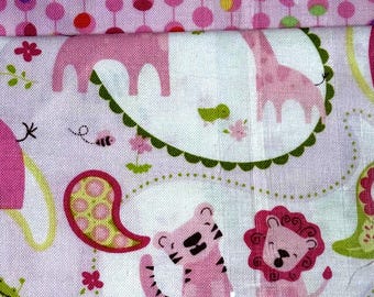 Kit de edredón de algodón rosa con estampado de animales para bebé, 107 x 107 cm (42" x 42") - envío gratis