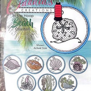 Beach Coasters, In the hoop Coasters Machine Embroidery Designs - Multi Format