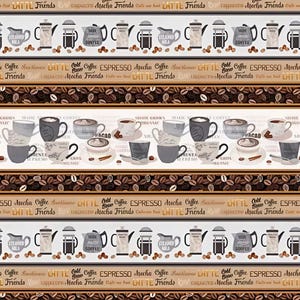 Perk Me Up Coffee Katoen, op maat gesneden, verschillende creatieve inspanningen, quilten, naaien, knutselbenodigdheden