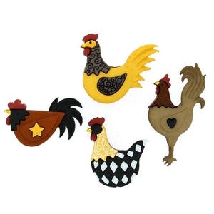 Chicken  Button Pack, Hen House, Sewing Buttons,  ,Dress it up-Embellishment- Scrapbooking- Sewing, Junk Journals, Crafts