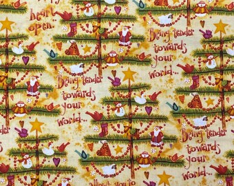 Christmas Tree Cotton Fabric, Holiday Spirit, Henry Glass,  by the half yard- Continuous Cuts, Home Decor ,Quilting , sewing,